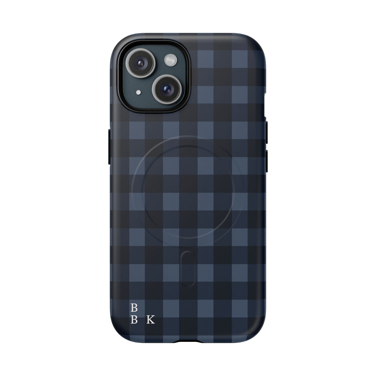 Plaid Magnetic Phone Case — Navy Buffalo Check Tough MagSafe-Compatible Case