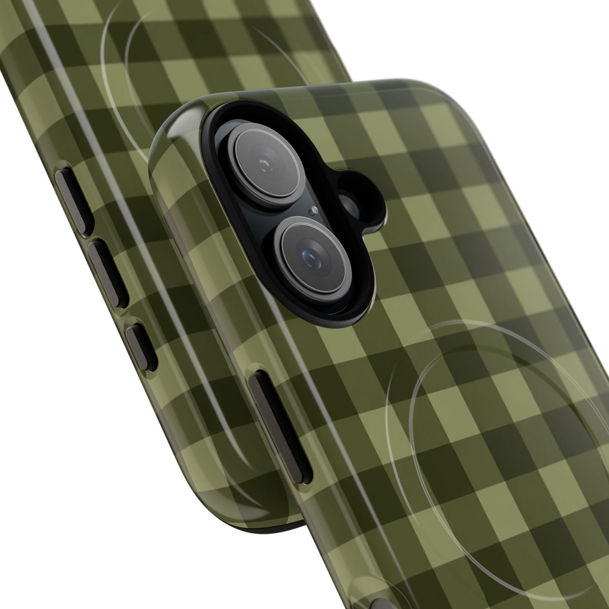 Green Buffalo Plaid Magnetic Phone Case — Tough Protective MagSafe-Compatible Case