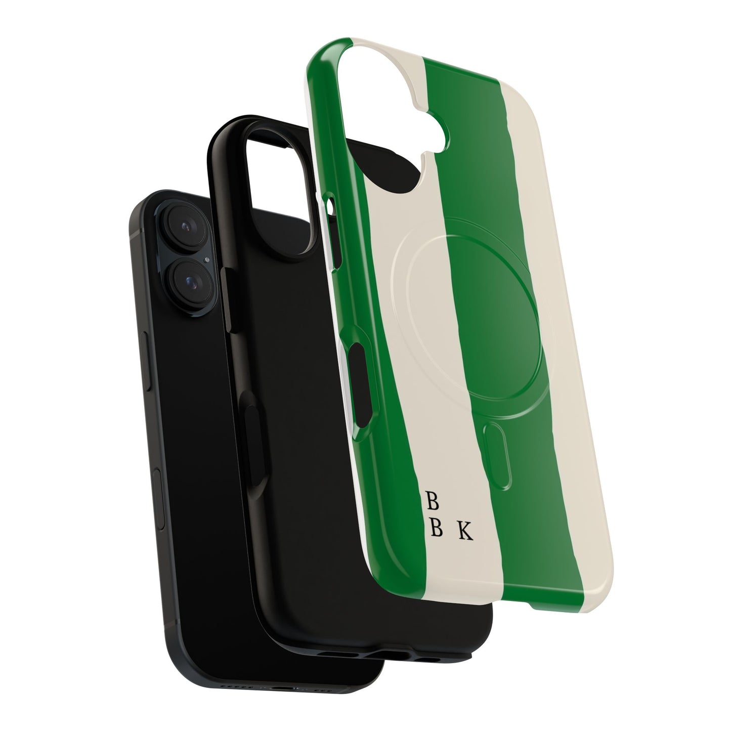 Green Stripe Tough Magnetic Phone Case — Custom Monogram BBK