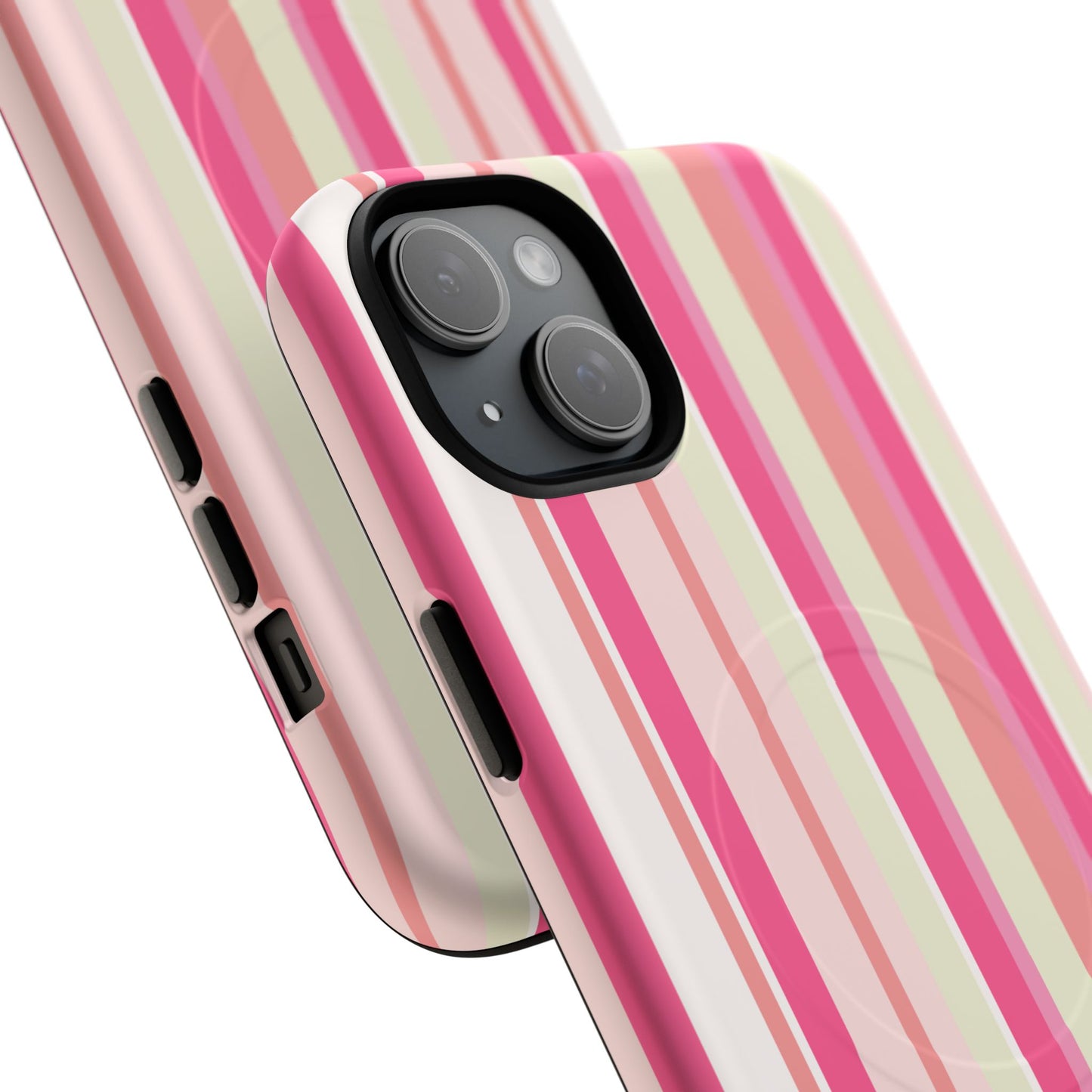 Magnetic Tough Case — Pink Striped Phone Cover (MagSafe Compatible)