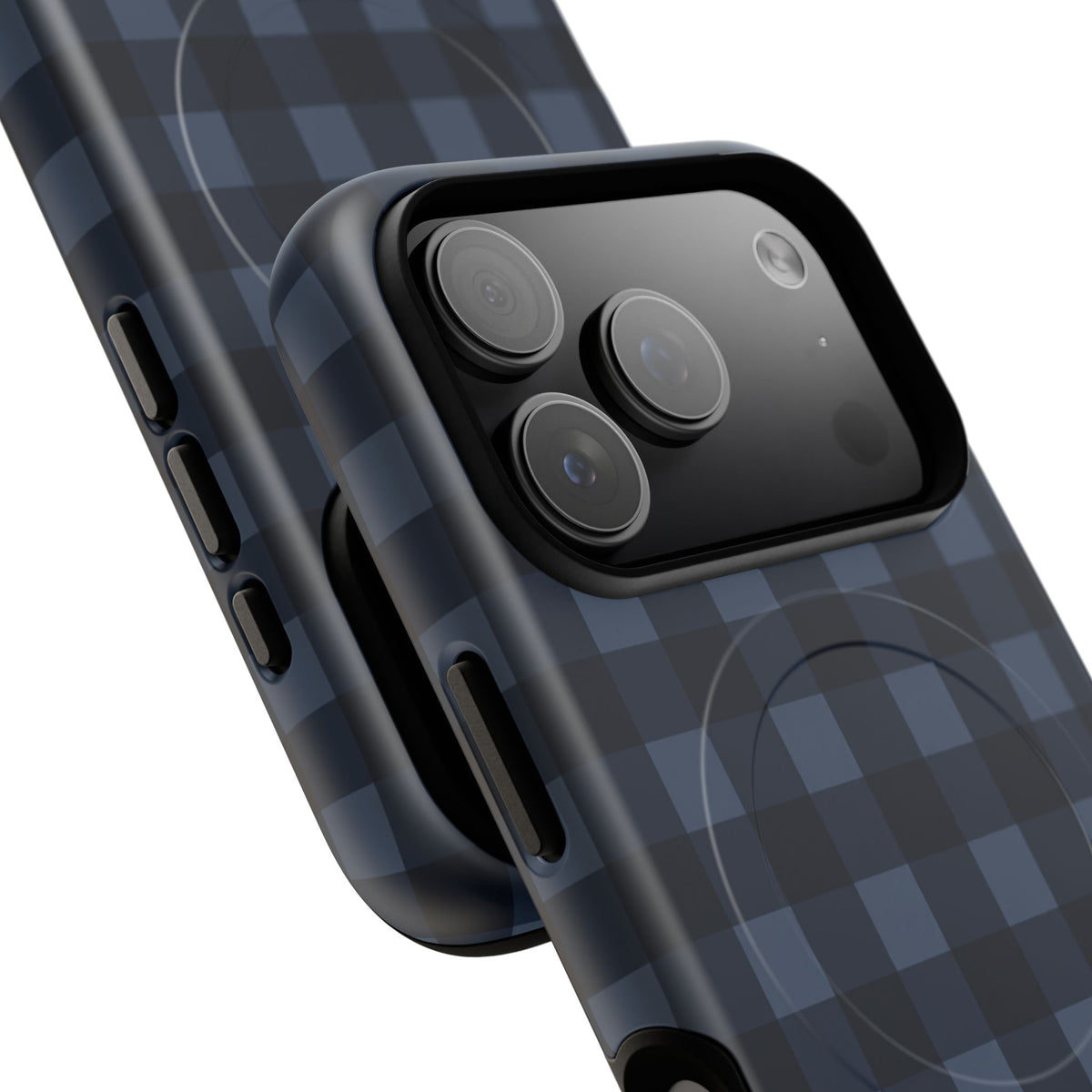 Plaid Magnetic Phone Case — Navy Buffalo Check Tough MagSafe-Compatible Case