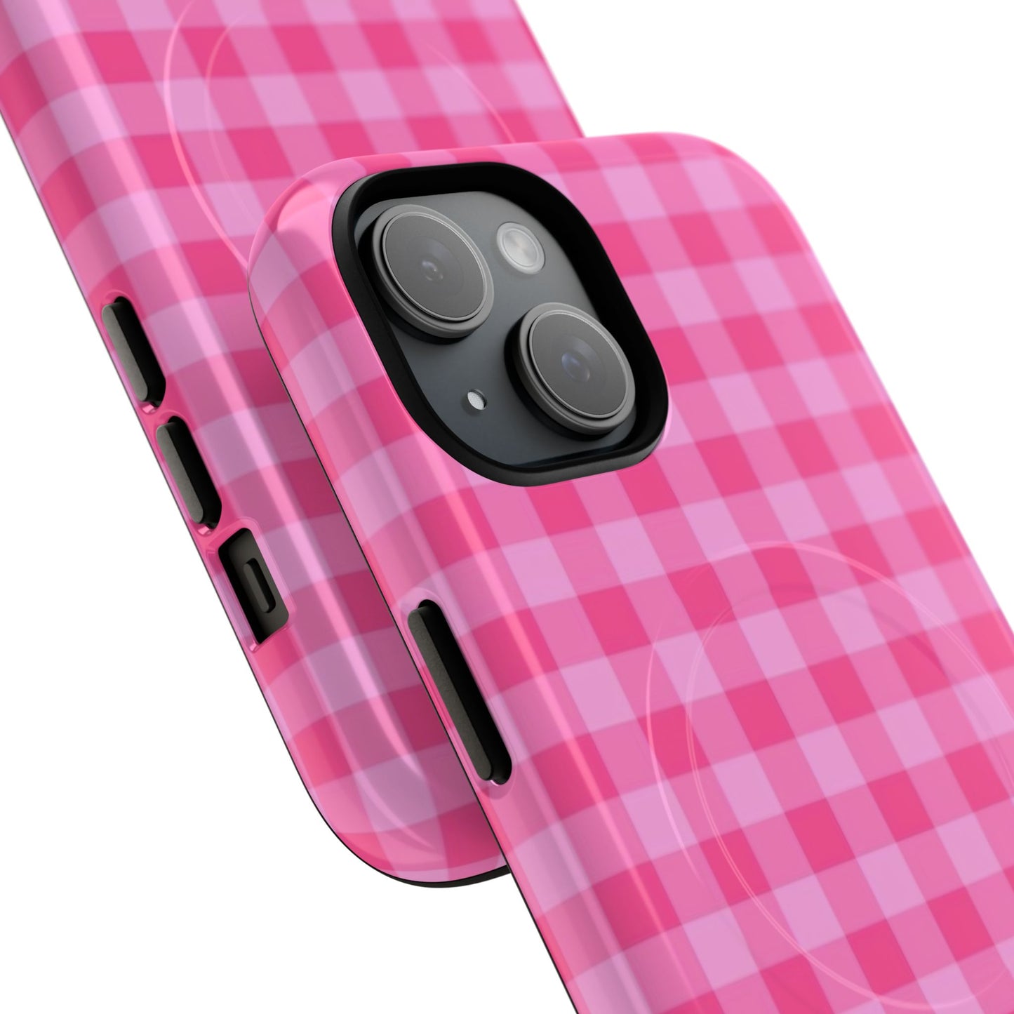 Pink Gingham Tough Magnetic Phone Case – Durable Checkered Design