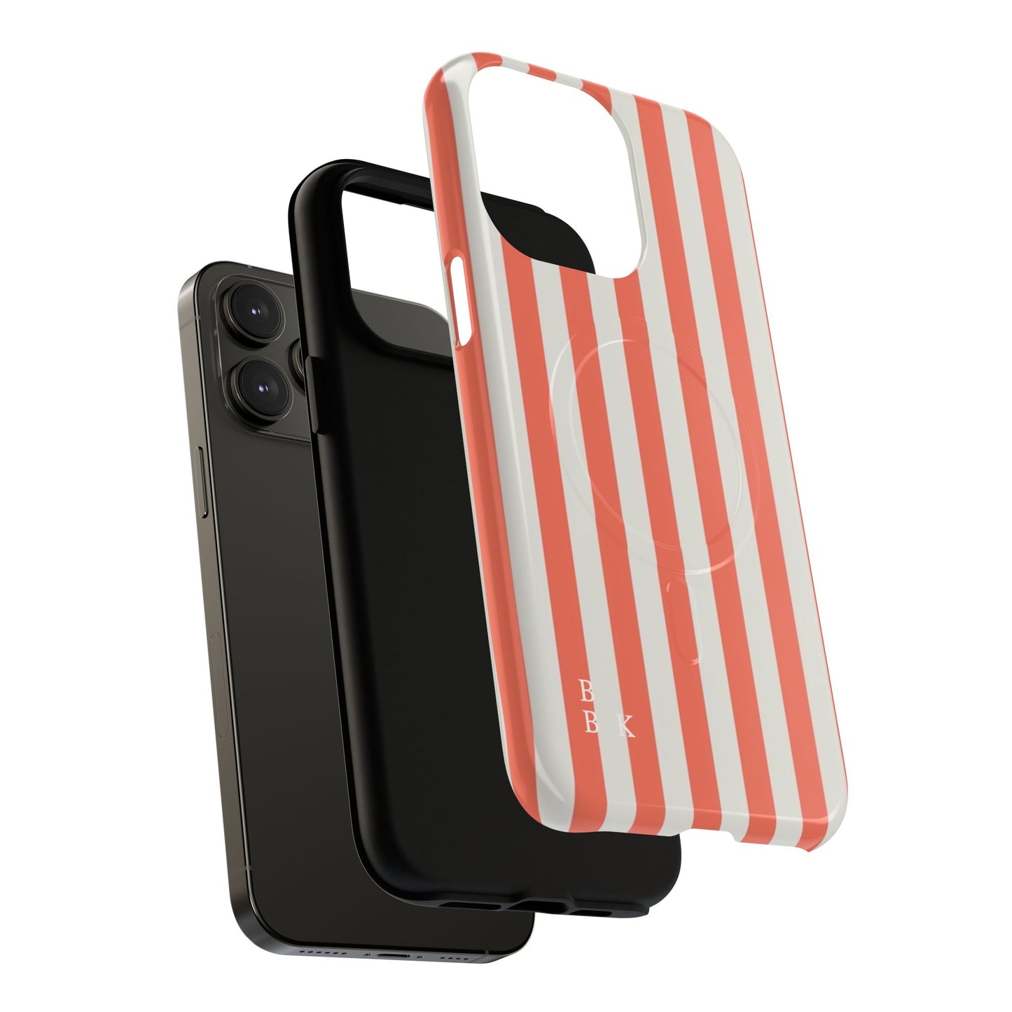 Striped Coral Magnetic Phone Case — Slim Protective Case with Vertical Red-White Stripes