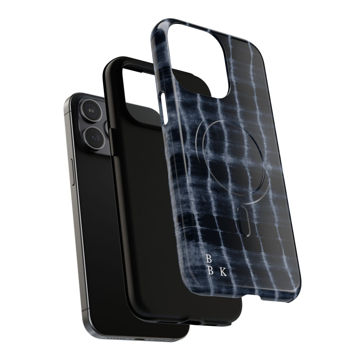 Magnetic Phone Case — Black Tie-Dye Tough Protective Cover with MagSafe