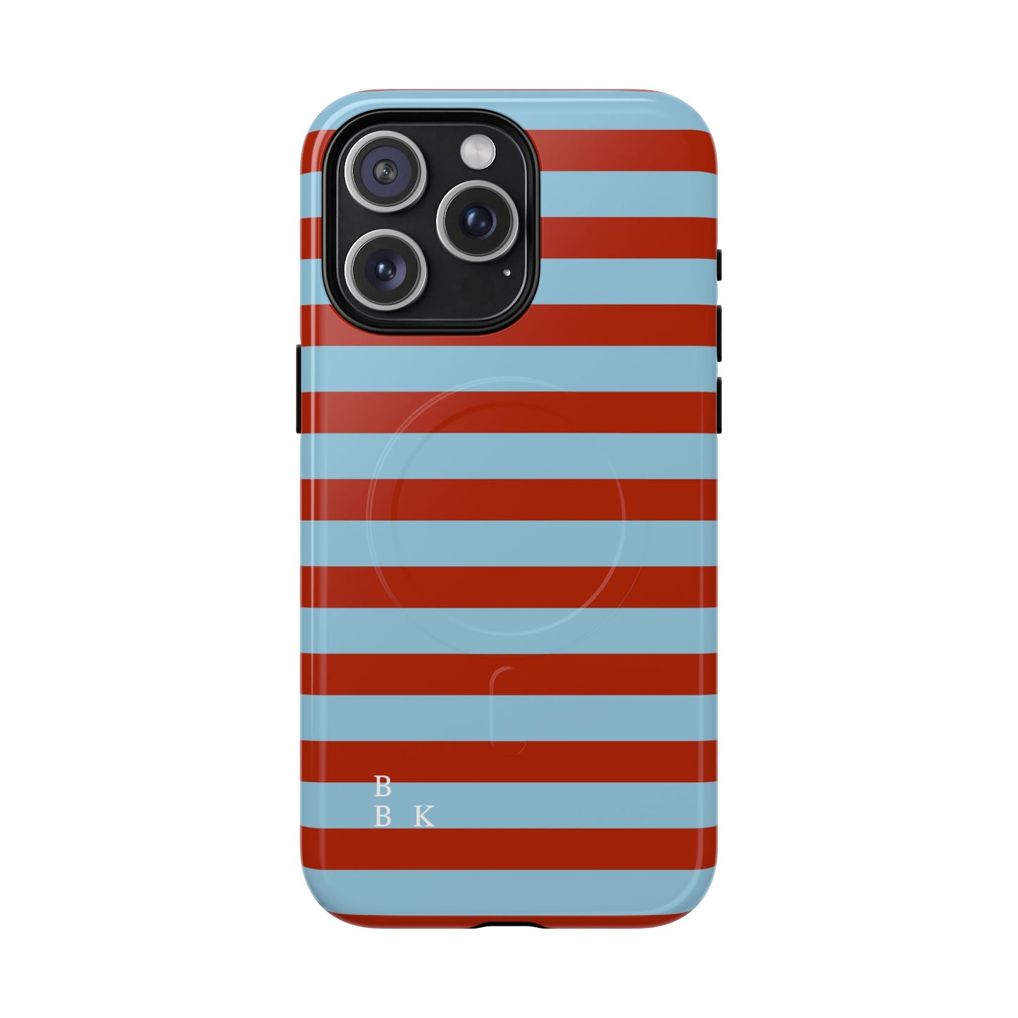 Striped Tough Magnetic Phone Case — Retro Red & Sky Blue
