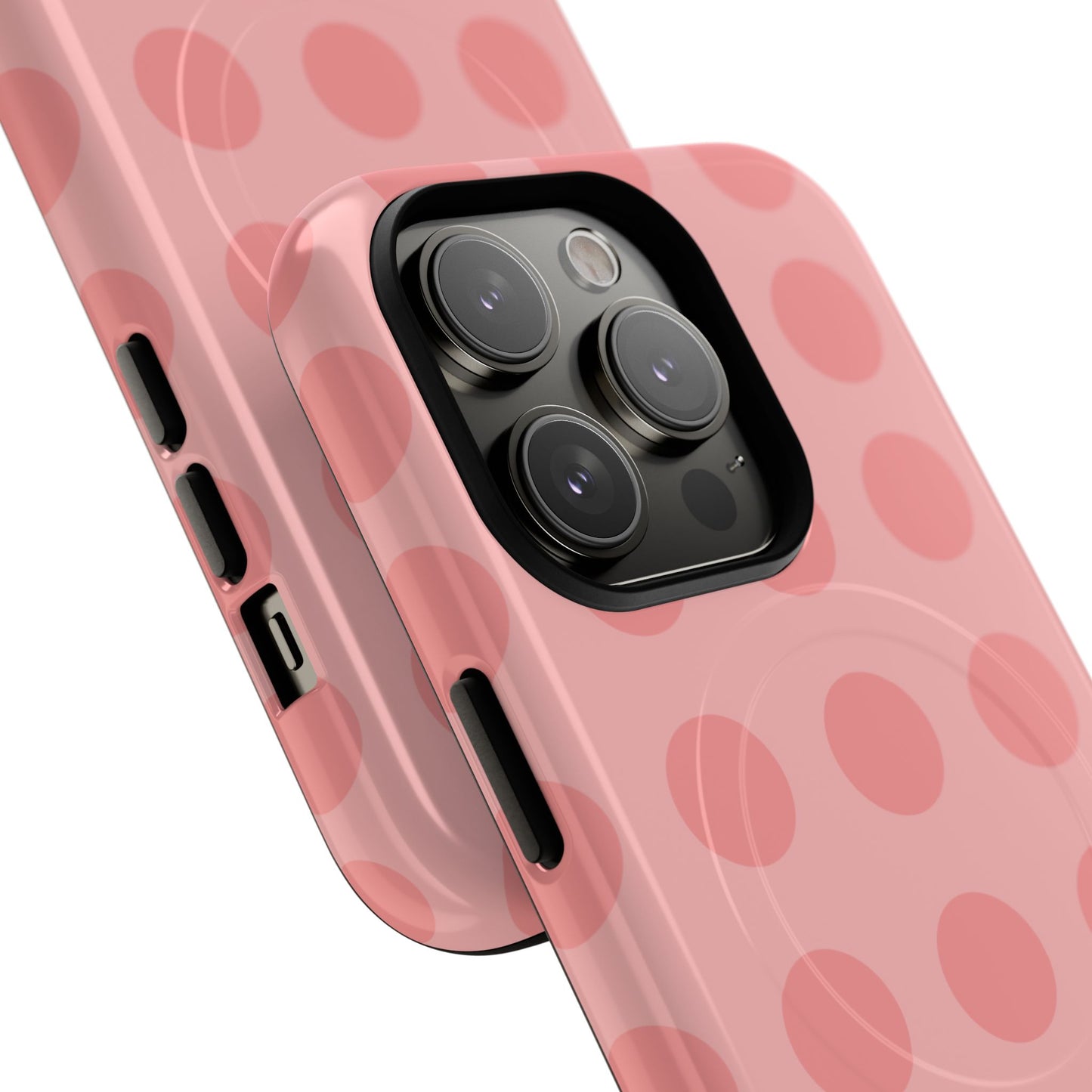 Magnetic Phone Case — Pink Polka Dot Tough Protective Cover