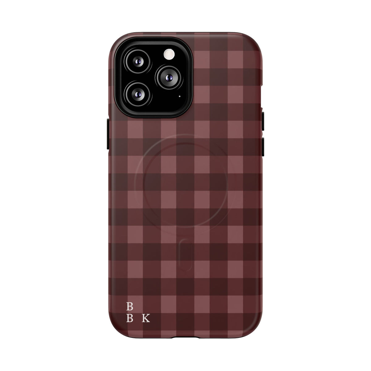 Plaid Magnetic Phone Case — Burgundy Buffalo Check Tough Protective Cover