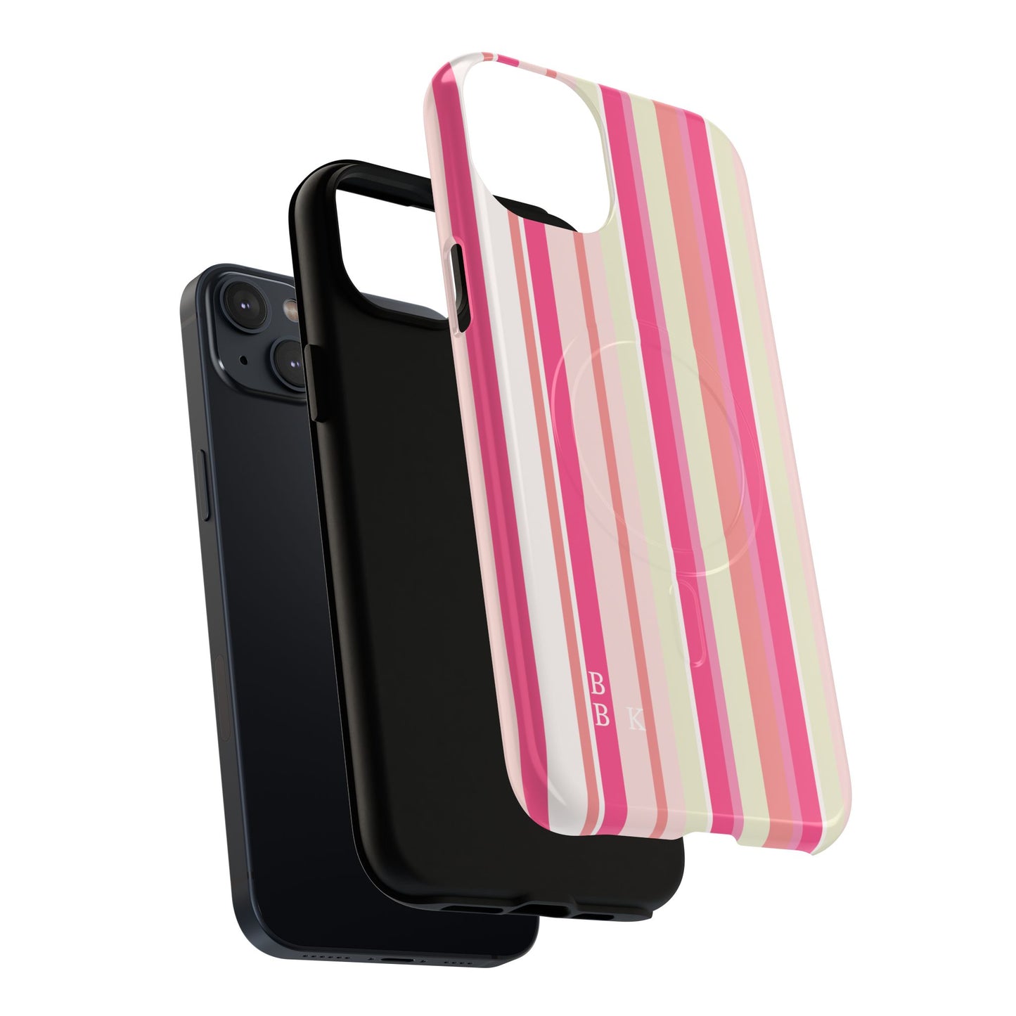 Magnetic Tough Case — Pink Striped Phone Cover (MagSafe Compatible)