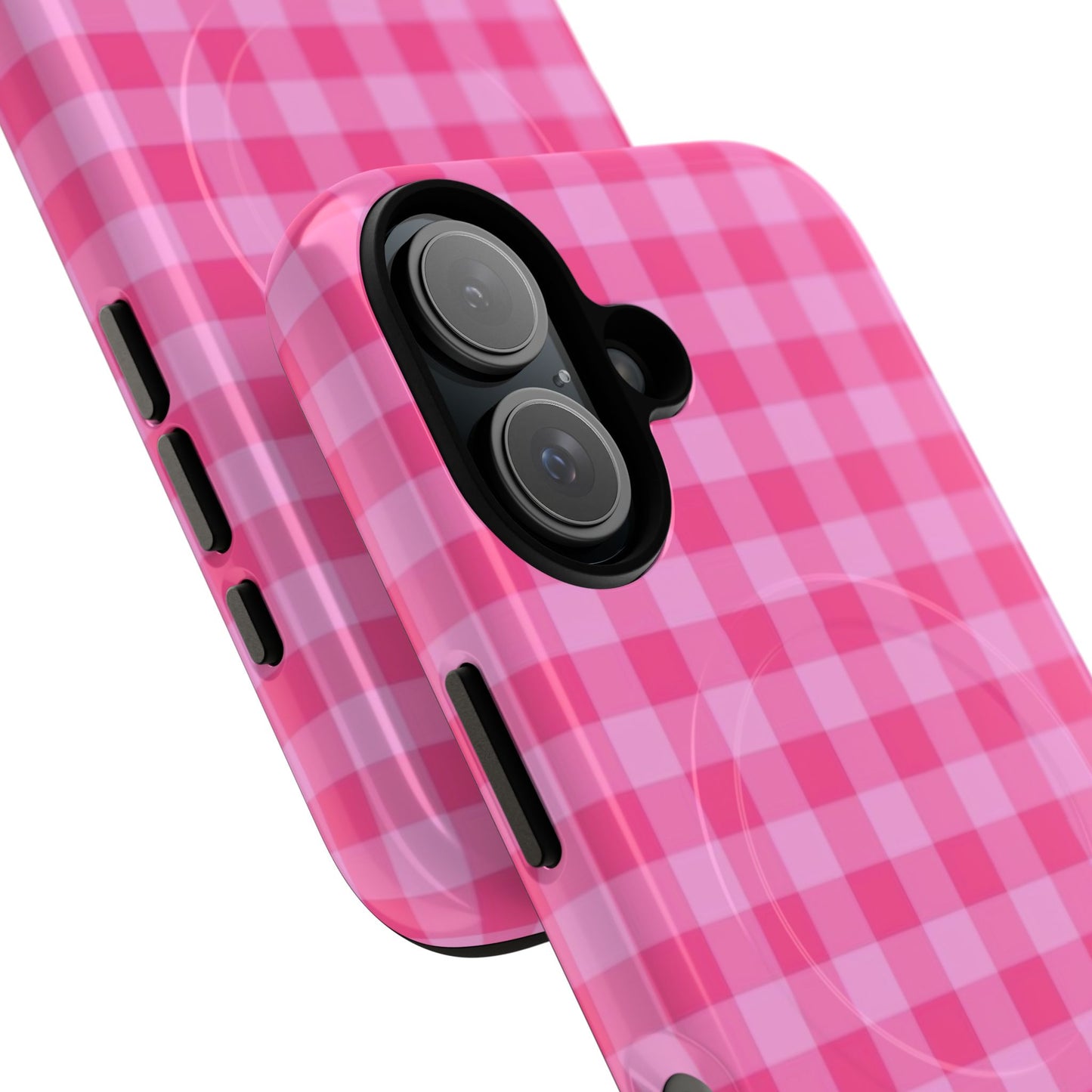 Pink Gingham Tough Magnetic Phone Case – Durable Checkered Design