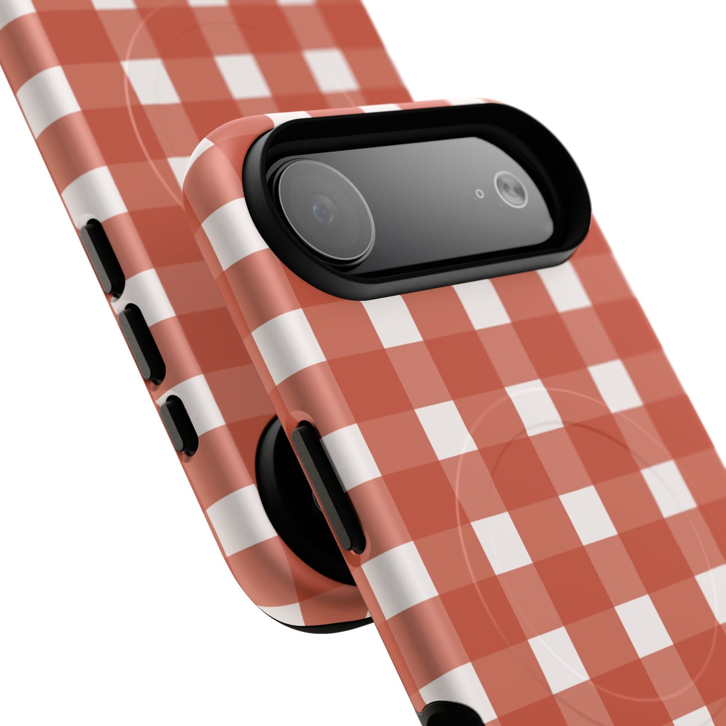 Burnt Orange Gingham Tough Magnetic Phone Case — Plaid Protective iPhone Cover