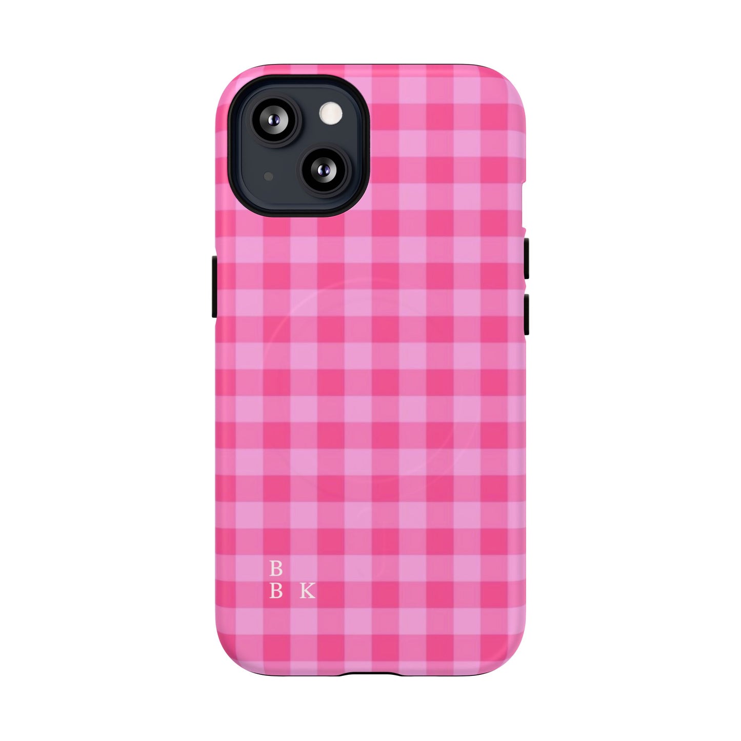 Pink Gingham Tough Magnetic Phone Case – Durable Checkered Design