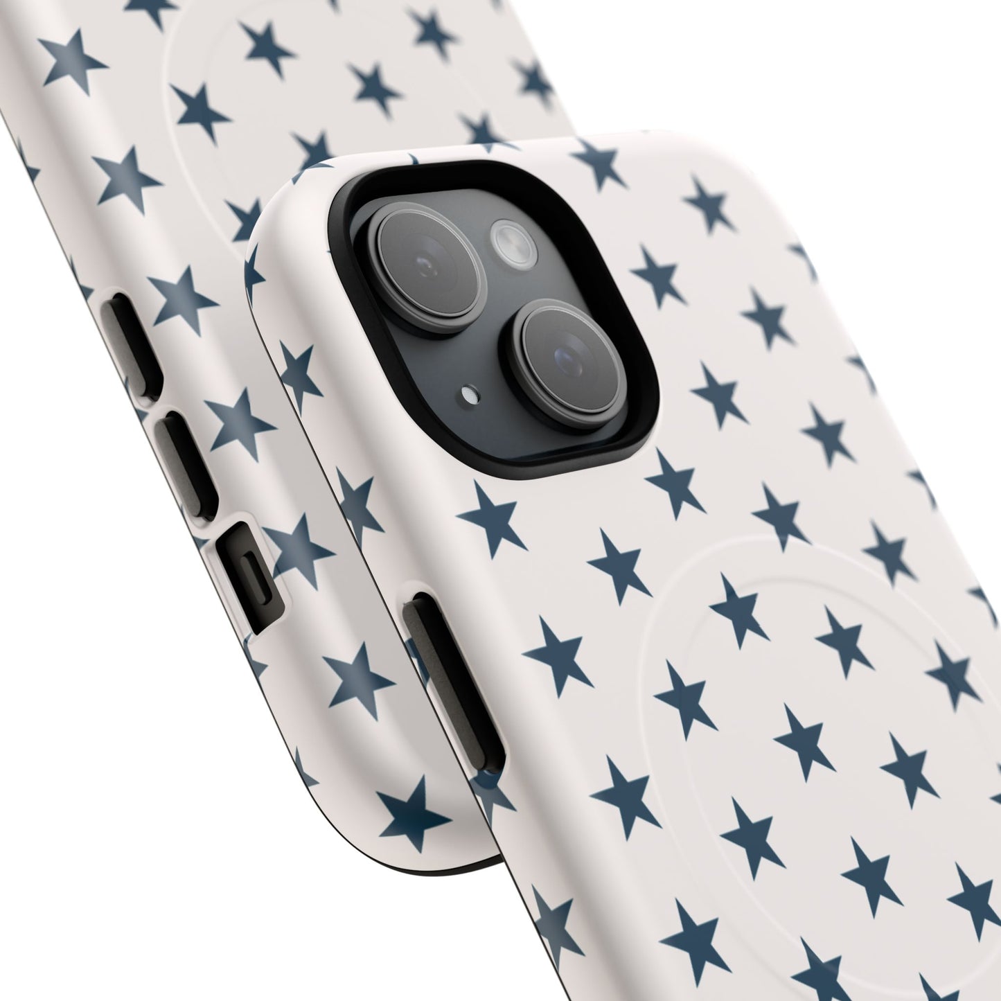 Star Pattern Tough Magnetic Phone Case — Navy Stars on White