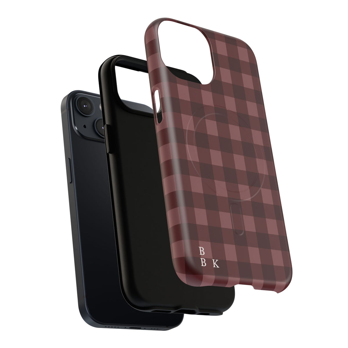 Plaid Magnetic Phone Case — Burgundy Buffalo Check Tough Protective Cover