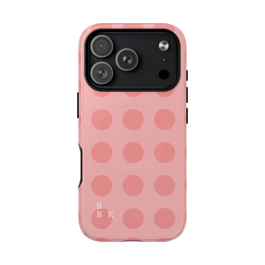 Magnetic Phone Case — Pink Polka Dot Tough Protective Cover