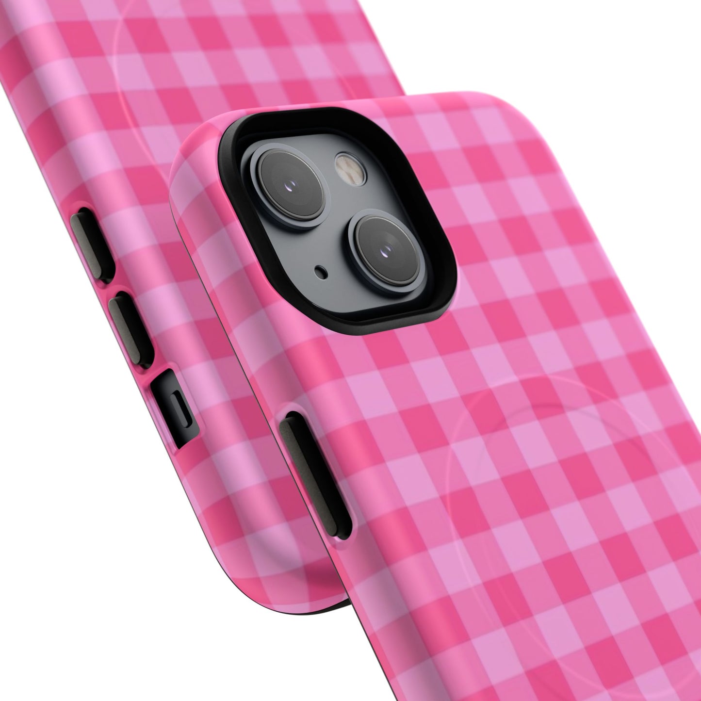 Pink Gingham Tough Magnetic Phone Case – Durable Checkered Design