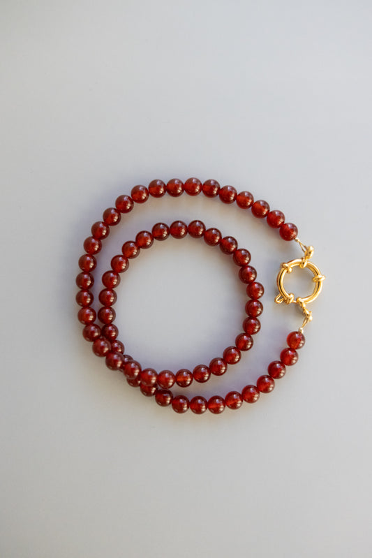 Red Agate Necklace + 15mm Springring Closure