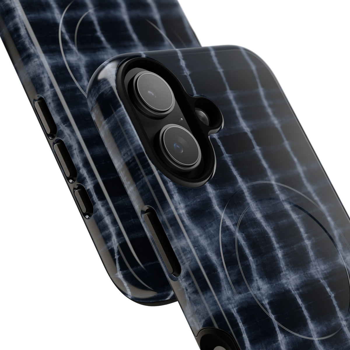 Magnetic Phone Case — Black Tie-Dye Tough Protective Cover with MagSafe