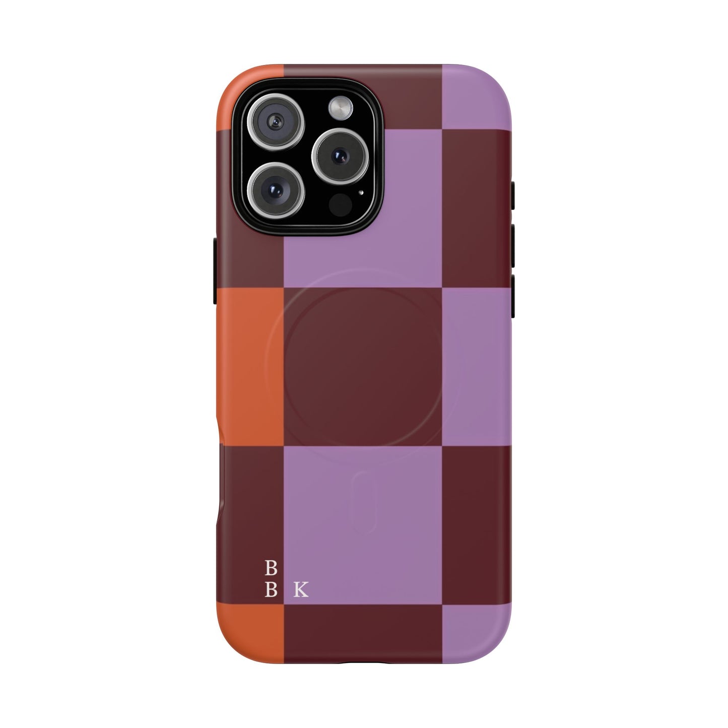 Retro Checker Magnetic Phone Case — Purple & Terracotta Geometric Protection