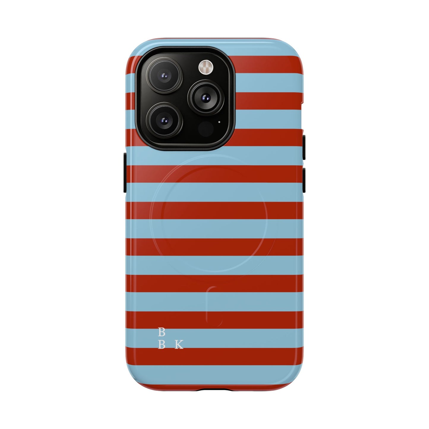 Striped Tough Magnetic Phone Case — Retro Red & Sky Blue