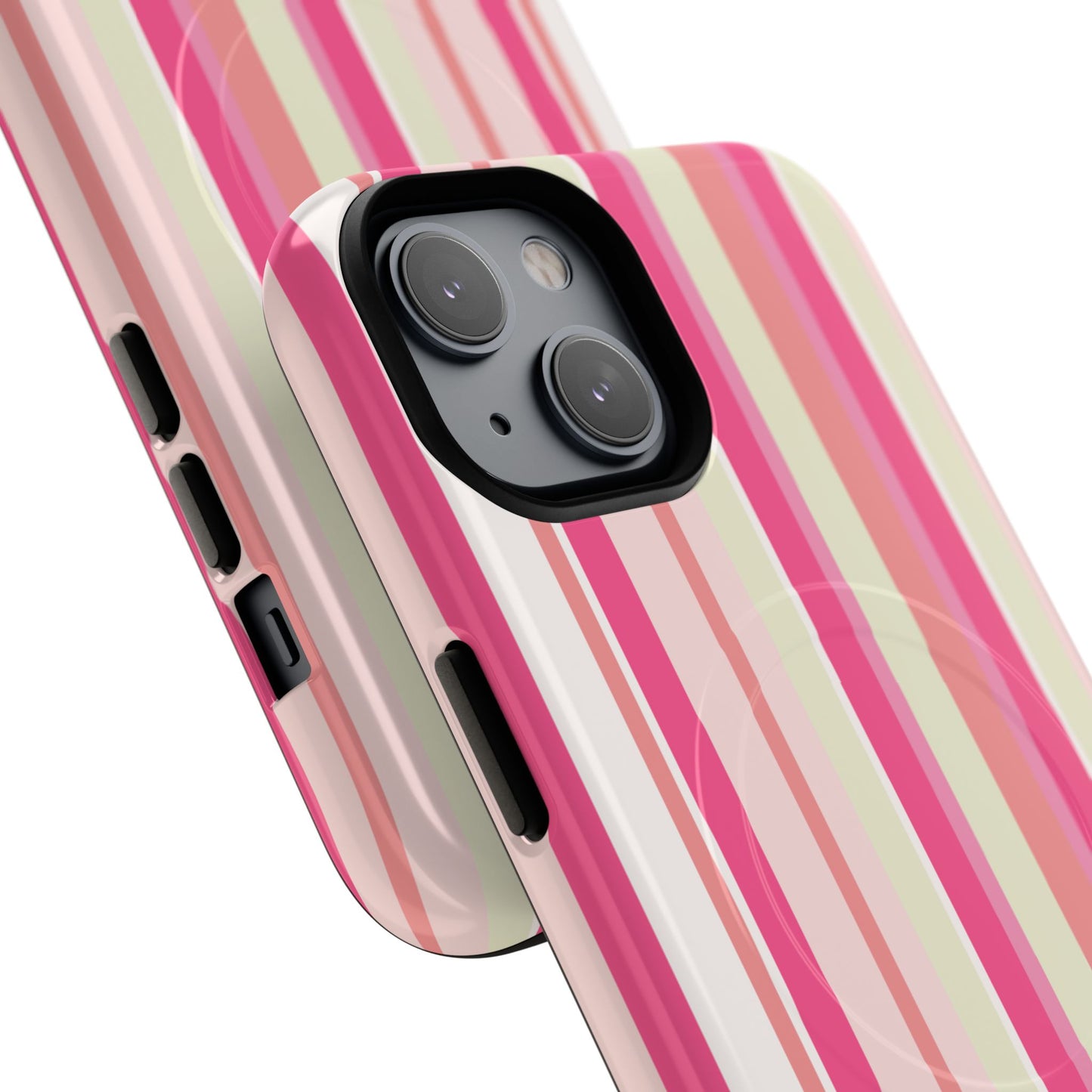 Magnetic Tough Case — Pink Striped Phone Cover (MagSafe Compatible)