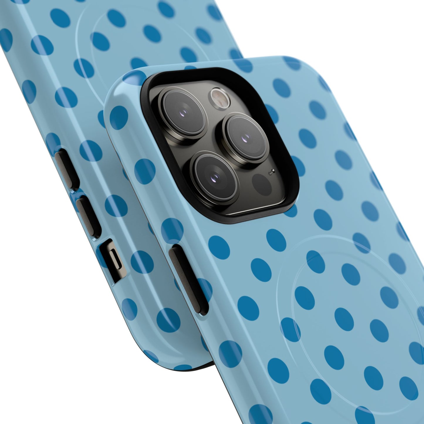 Blue Polka Dot Magnetic Phone Case — Tough Protective iPhone Cover