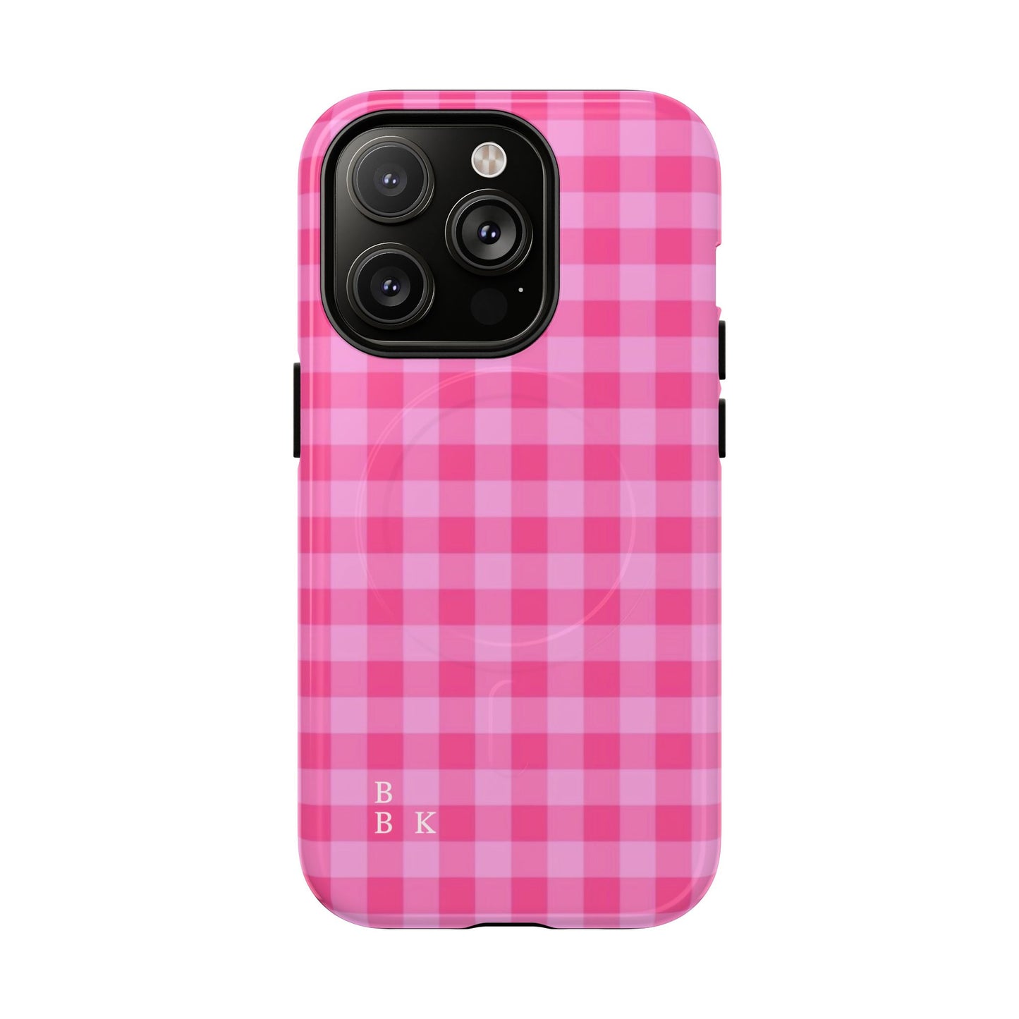 Pink Gingham Tough Magnetic Phone Case – Durable Checkered Design