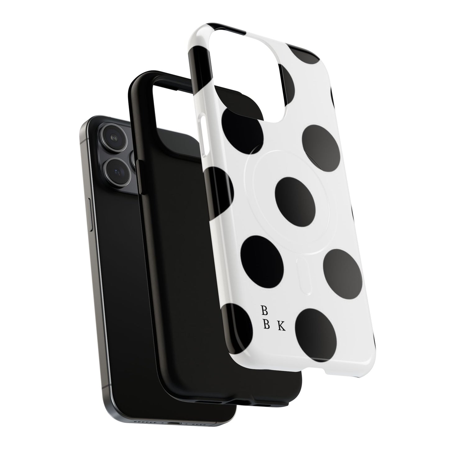 Polka Dot Magnetic Phone Case — Black & White Retro Dot Tough Case