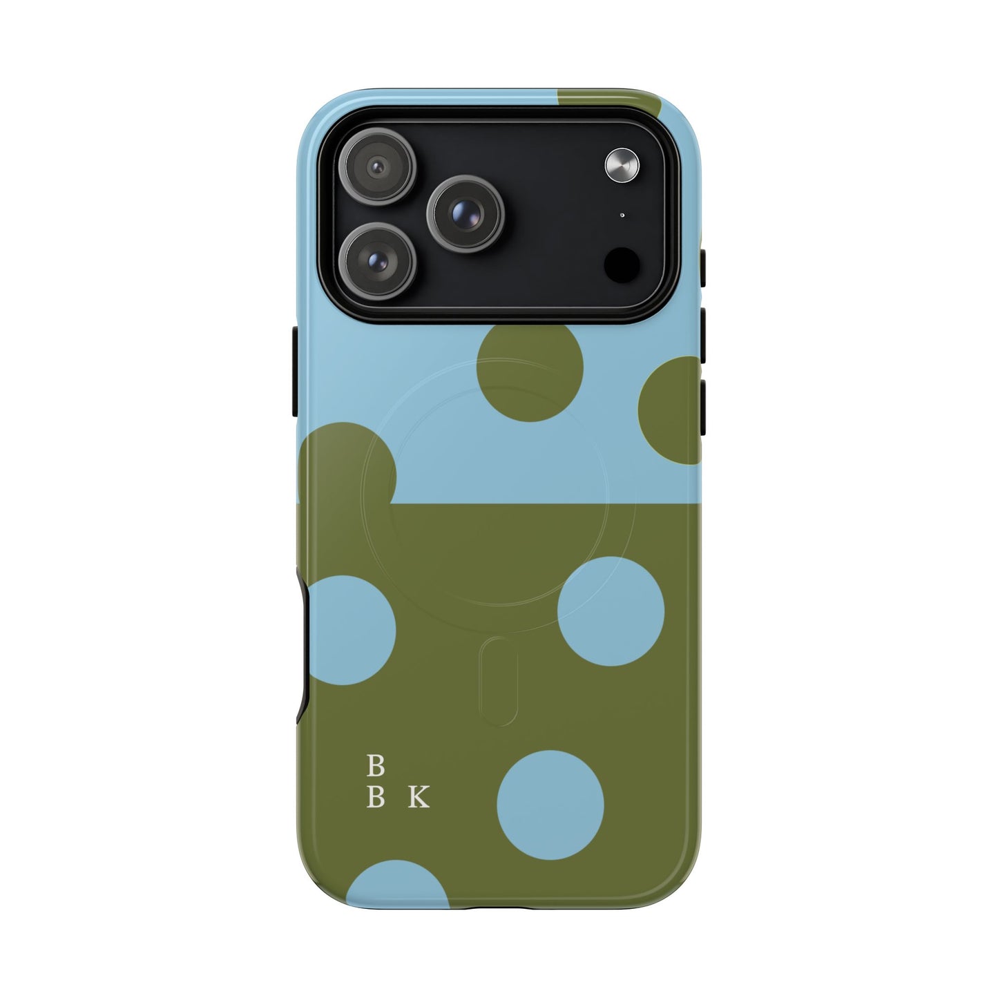 Polka Dot Magnetic Phone Case — Blue & Olive Protective Snap-On Cover