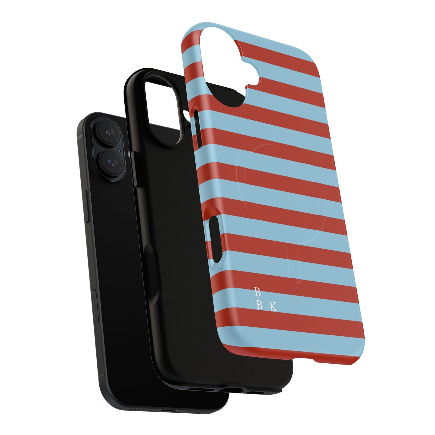 Striped Tough Magnetic Phone Case — Retro Red & Sky Blue