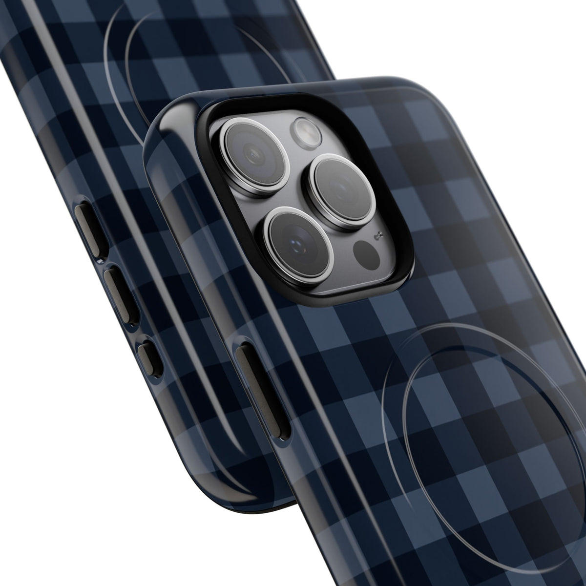 Plaid Magnetic Phone Case — Navy Buffalo Check Tough MagSafe-Compatible Case