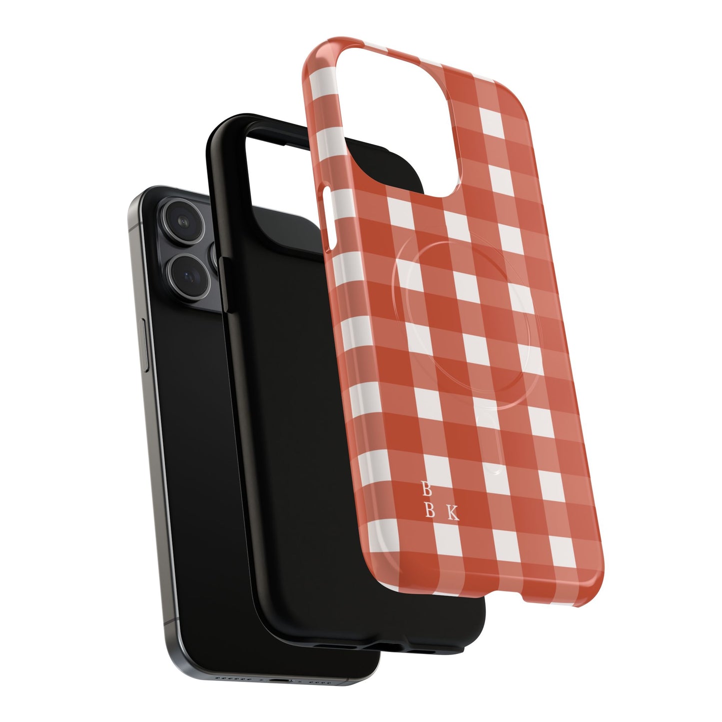 Burnt Orange Gingham Tough Magnetic Phone Case — Plaid Protective iPhone Cover