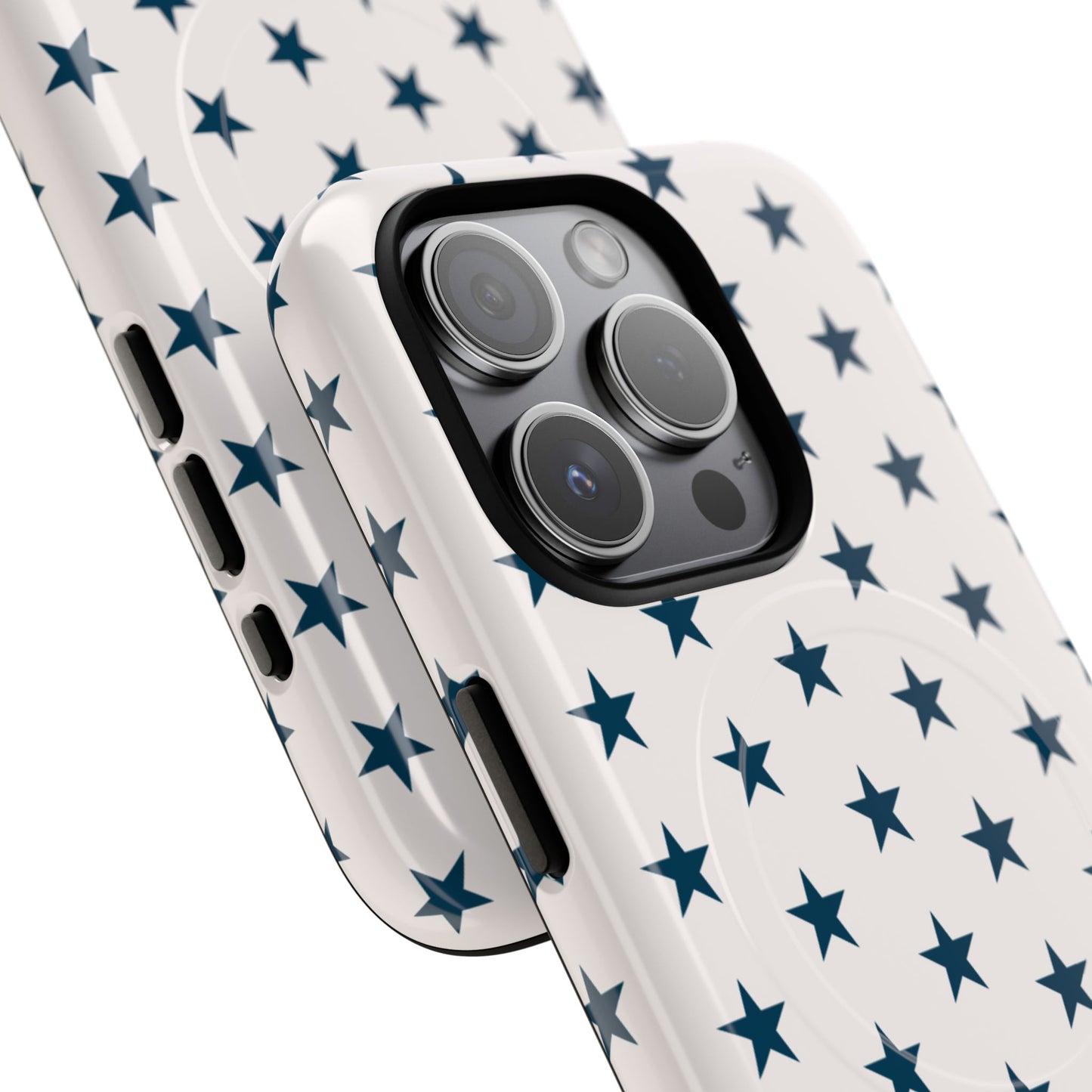 Star Pattern Tough Magnetic Phone Case — Navy Stars on White
