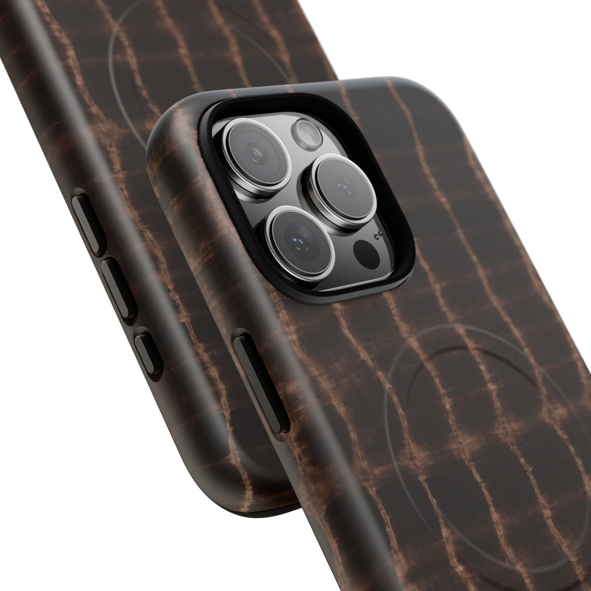 MagSafe Phone Case — Brown Croc Pattern Tough Magnetic Case
