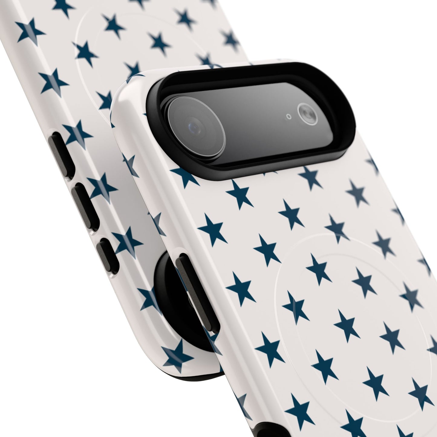 Star Pattern Tough Magnetic Phone Case — Navy Stars on White