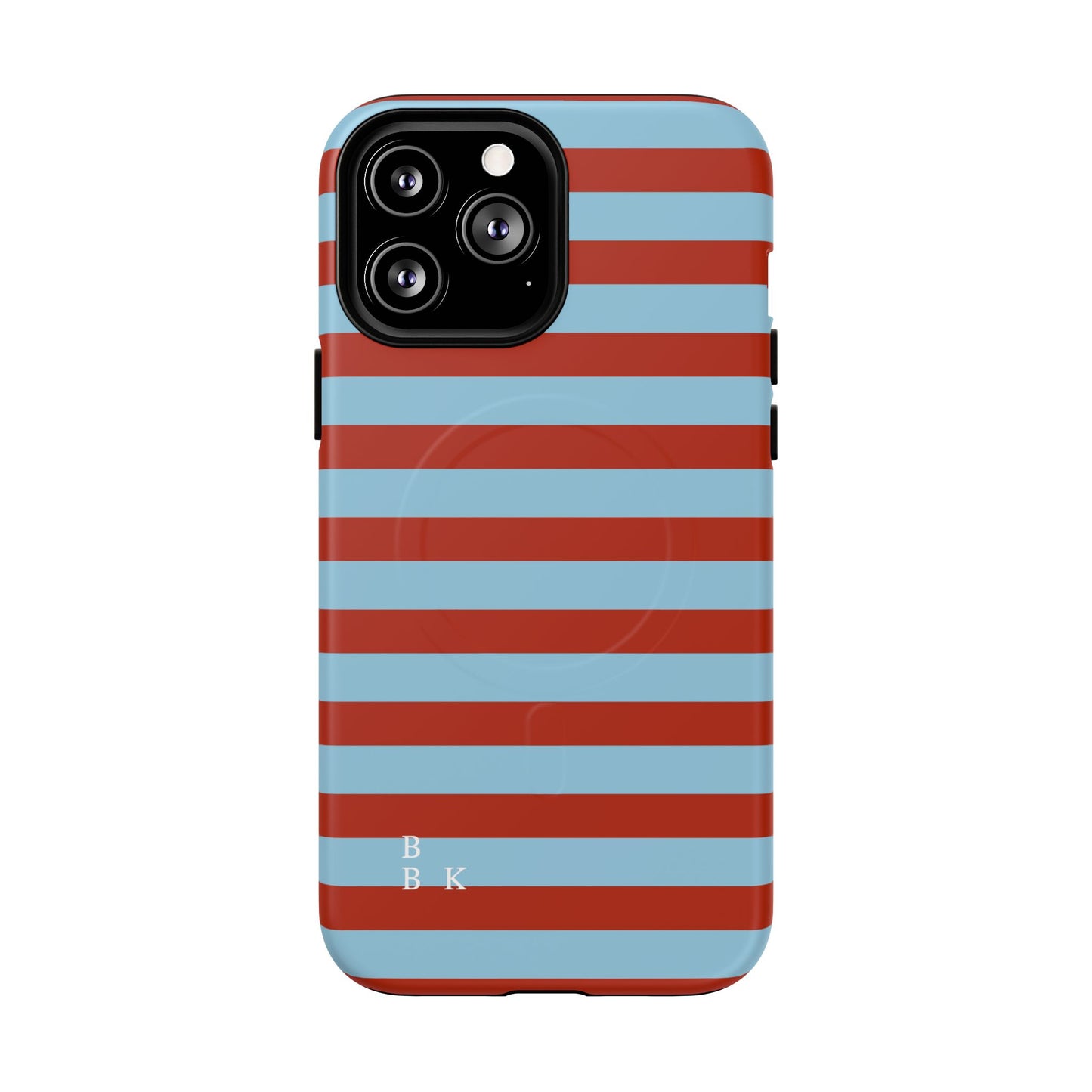 Striped Tough Magnetic Phone Case — Retro Red & Sky Blue
