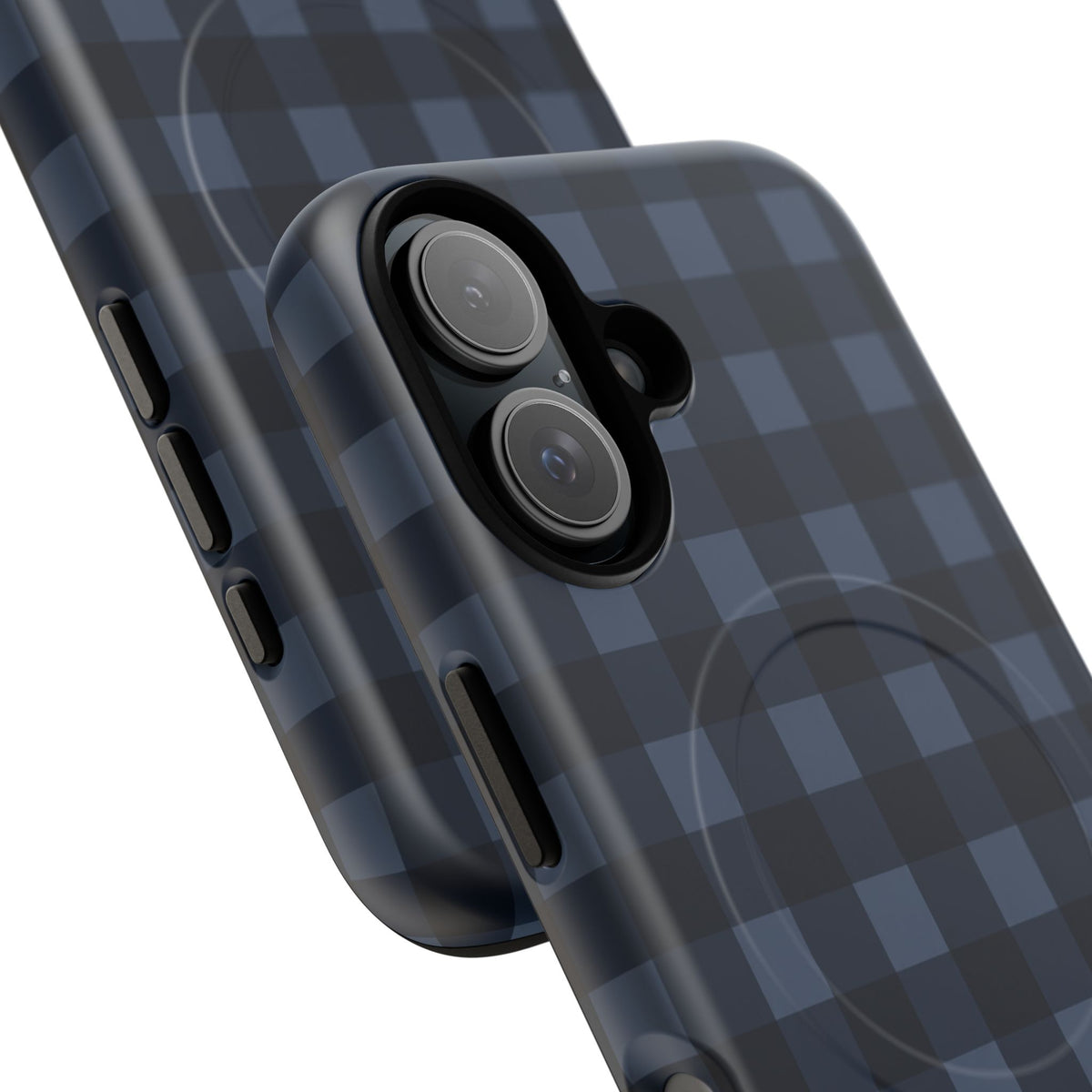Plaid Magnetic Phone Case — Navy Buffalo Check Tough MagSafe-Compatible Case
