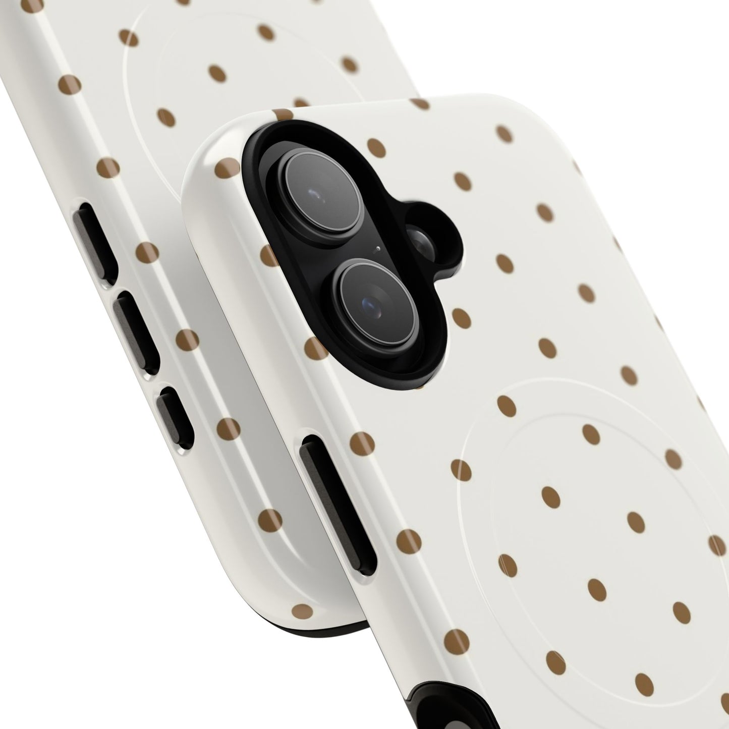 Polka Dot Tough Magnetic Phone Case — White with Gold Dots
