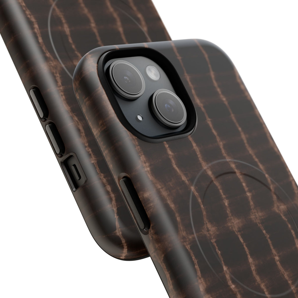 MagSafe Phone Case — Brown Croc Pattern Tough Magnetic Case