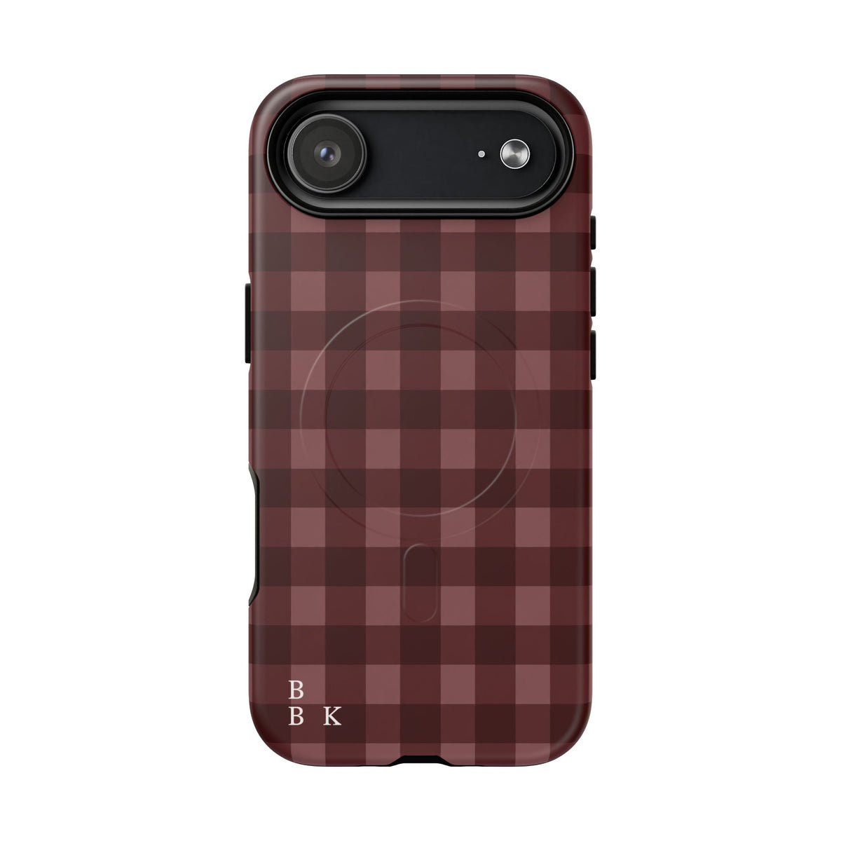 Plaid Magnetic Phone Case — Burgundy Buffalo Check Tough Protective Cover