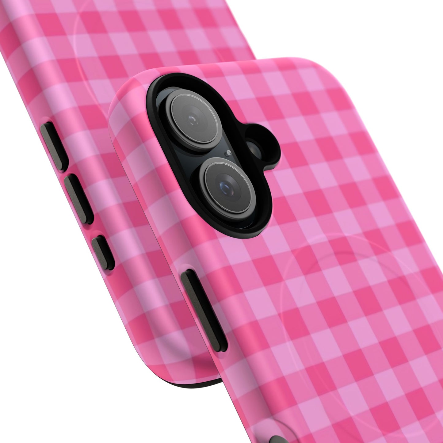 Pink Gingham Tough Magnetic Phone Case – Durable Checkered Design