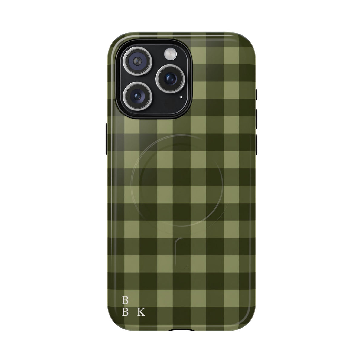 Green Buffalo Plaid Magnetic Phone Case — Tough Protective MagSafe-Compatible Case
