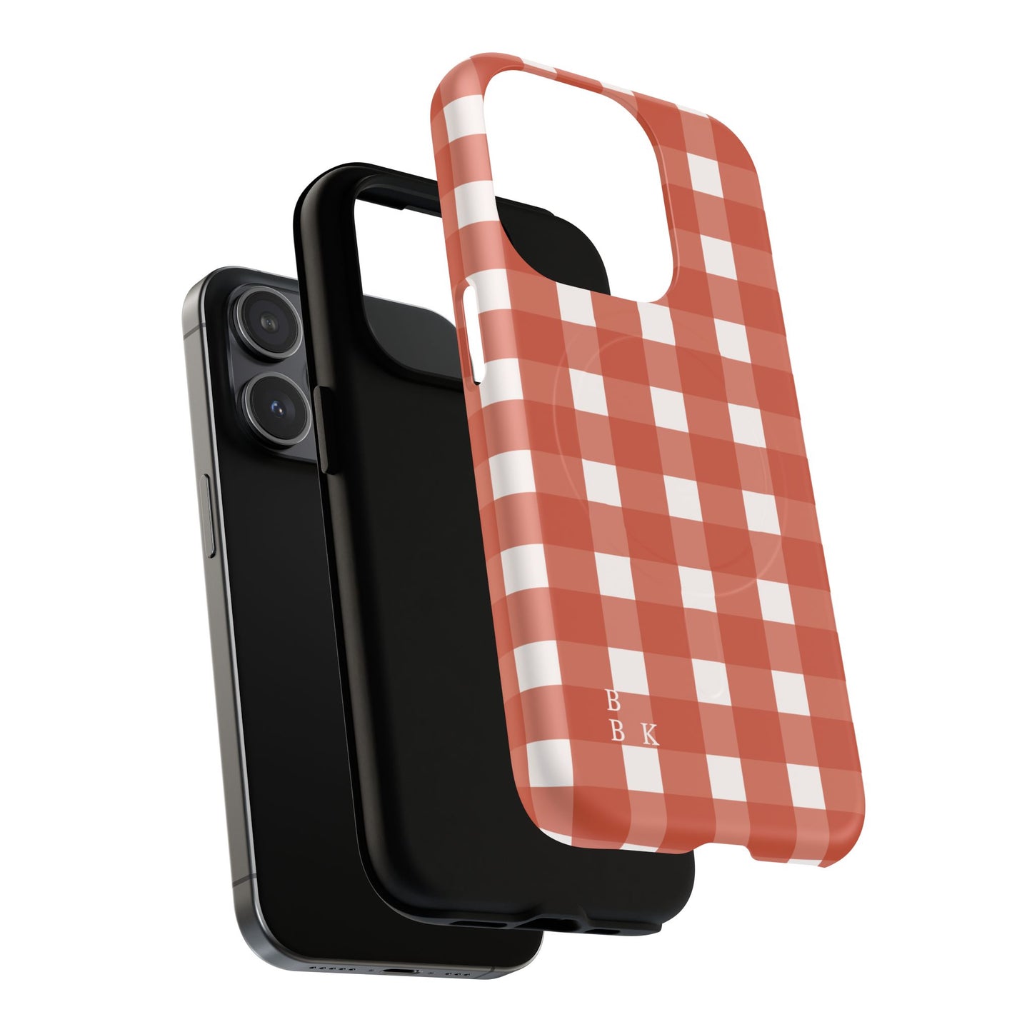 Burnt Orange Gingham Tough Magnetic Phone Case — Plaid Protective iPhone Cover