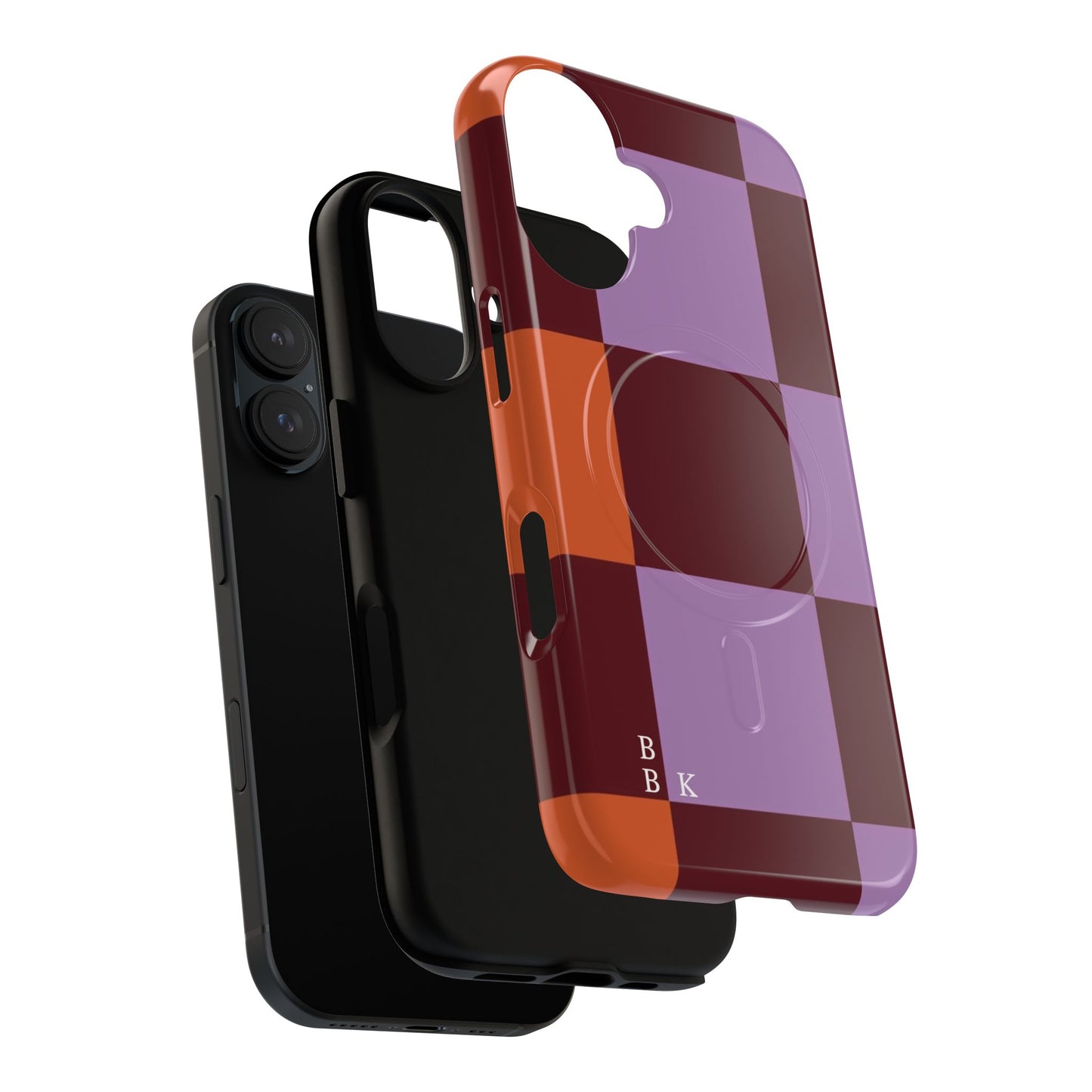 Retro Checker Magnetic Phone Case — Purple & Terracotta Geometric Protection
