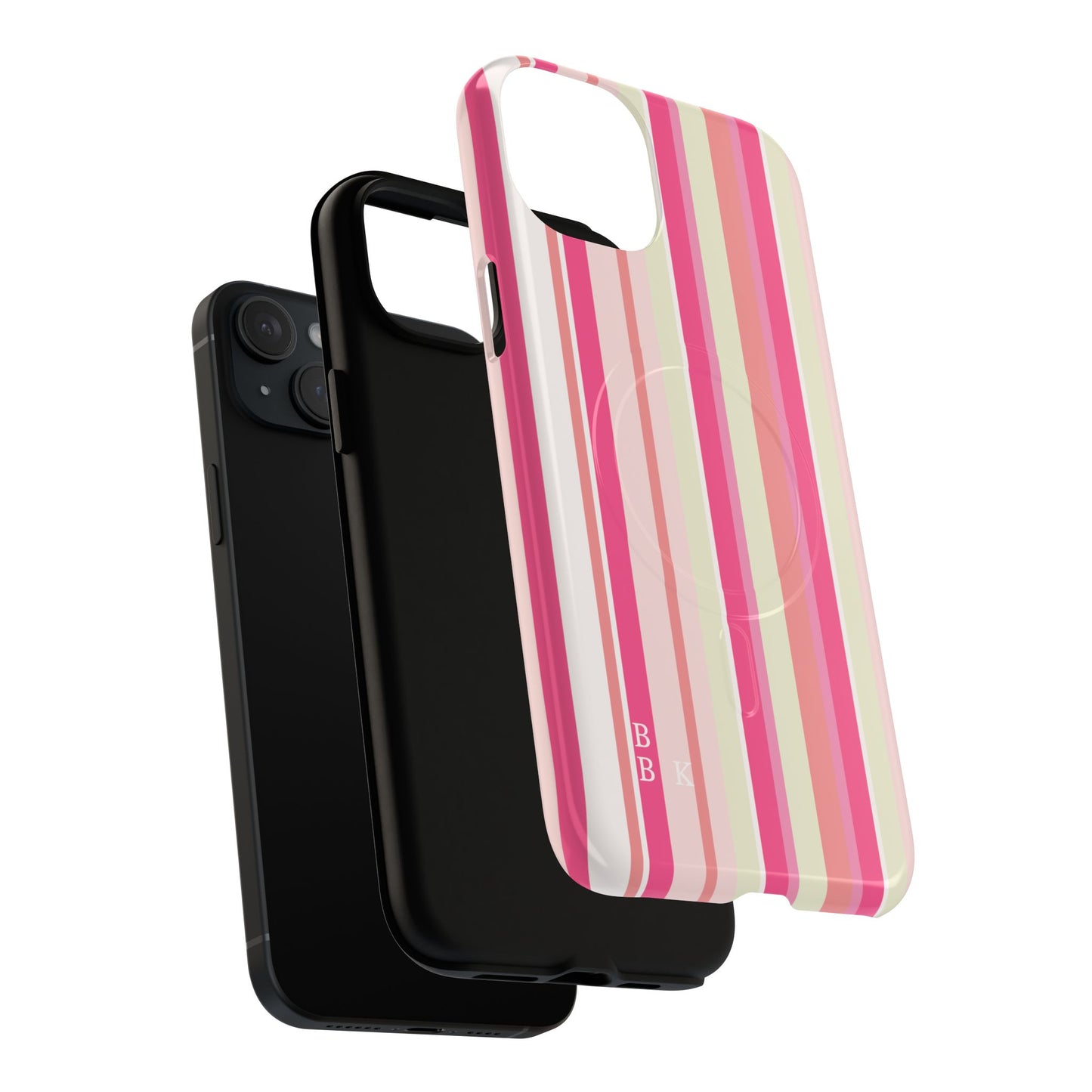 Magnetic Tough Case — Pink Striped Phone Cover (MagSafe Compatible)