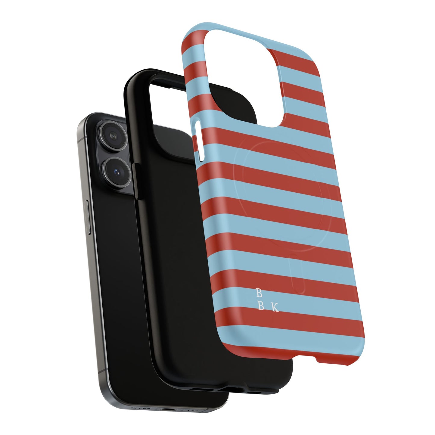 Striped Tough Magnetic Phone Case — Retro Red & Sky Blue