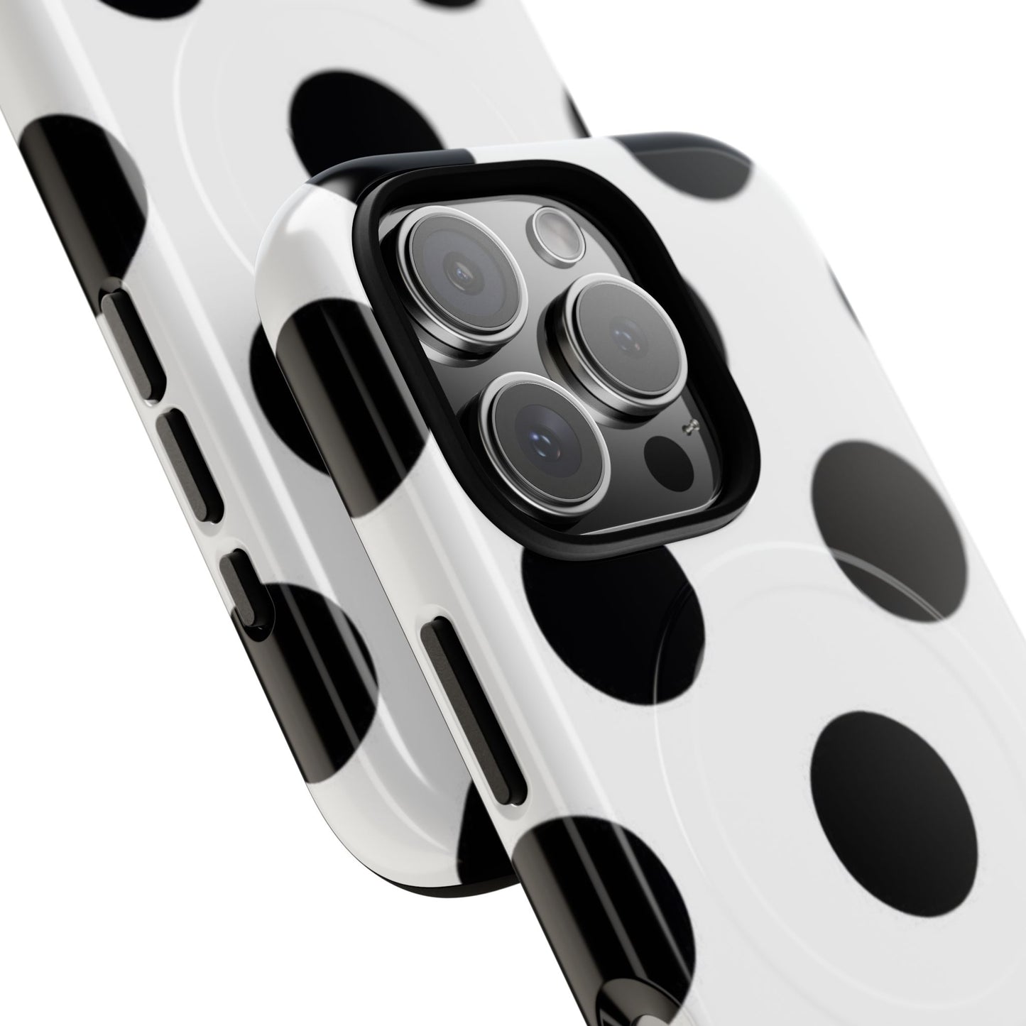 Polka Dot Magnetic Phone Case — Black & White Retro Dot Tough Case
