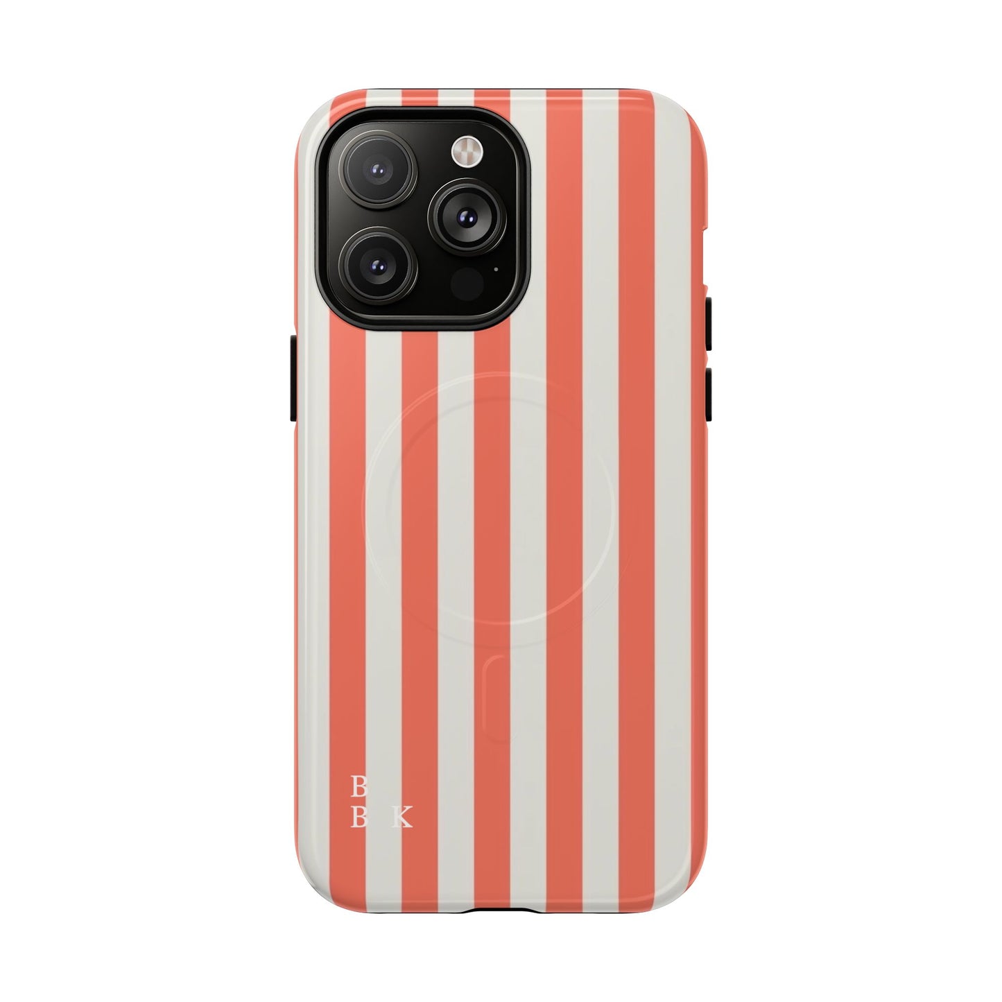 Striped Coral Magnetic Phone Case — Slim Protective Case with Vertical Red-White Stripes