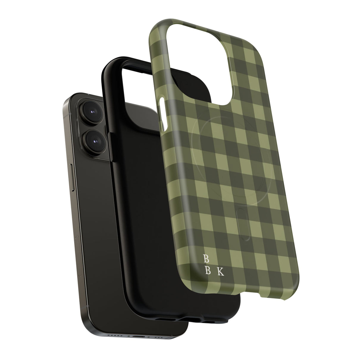 Green Buffalo Plaid Magnetic Phone Case — Tough Protective MagSafe-Compatible Case