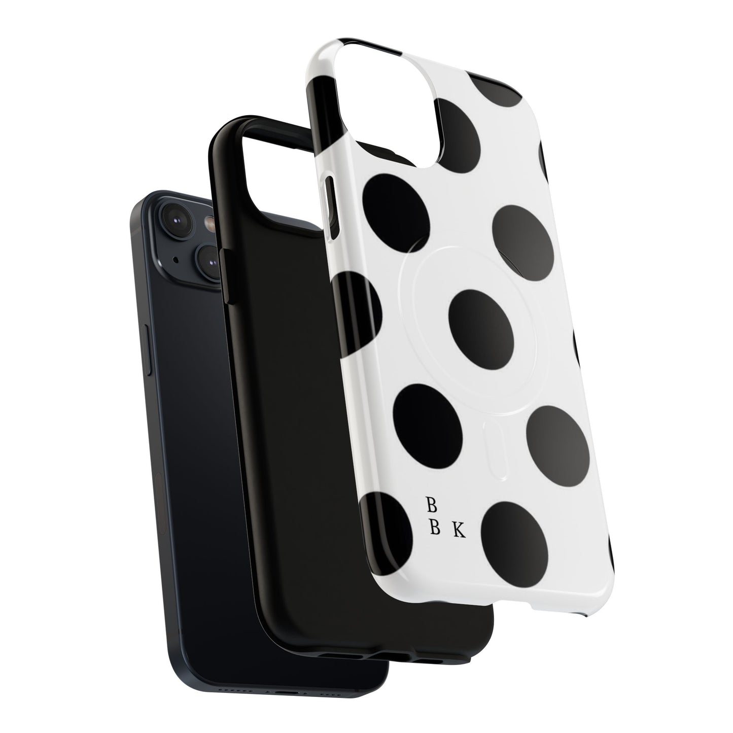 Polka Dot Magnetic Phone Case — Black & White Retro Dot Tough Case