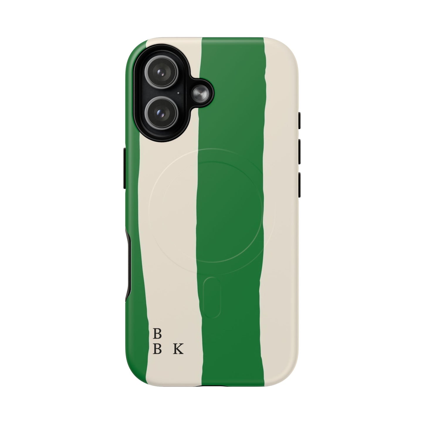Green Stripe Tough Magnetic Phone Case — Custom Monogram BBK